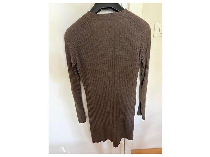 Chloé langer brauner Kaschmir-Rippstrick-Cardigan - Ansicht 2