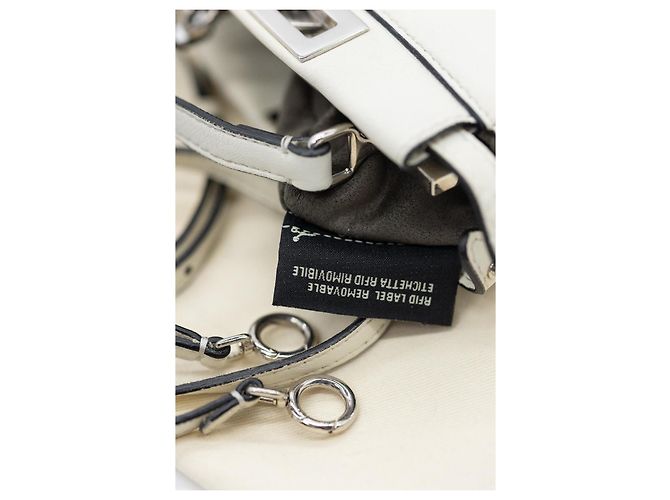 Fendi Peekaboo Micro – Pelle bianca – Hardware argentato – incl. tracolla & Dustbag - vista 15