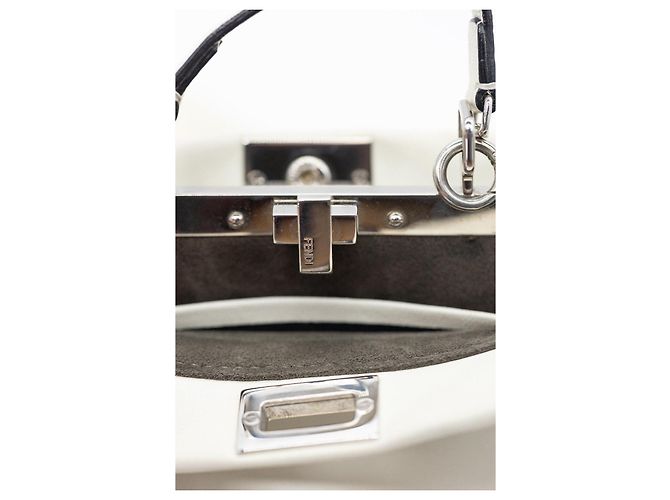 Fendi Peekaboo Micro – Pelle bianca – Hardware argentato – incl. tracolla & Dustbag - vista 19