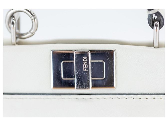 Fendi Peekaboo Micro – Pelle bianca – Hardware argentato – incl. tracolla & Dustbag - vista 3