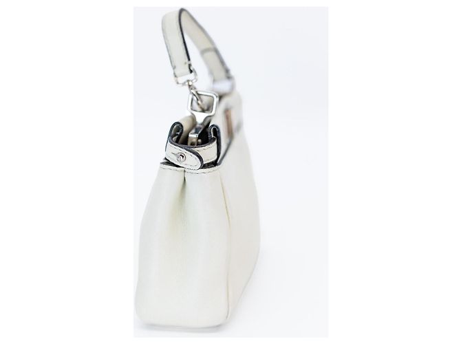Fendi Peekaboo Micro – Pelle bianca – Hardware argentato – incl. tracolla & Dustbag - vista 4