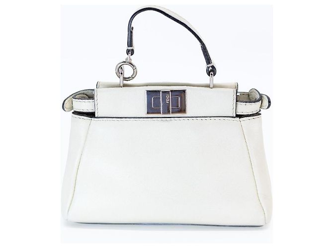 Fendi Peekaboo Micro – Pelle bianca – Hardware argentato – incl. tracolla & Dustbag - vista 5