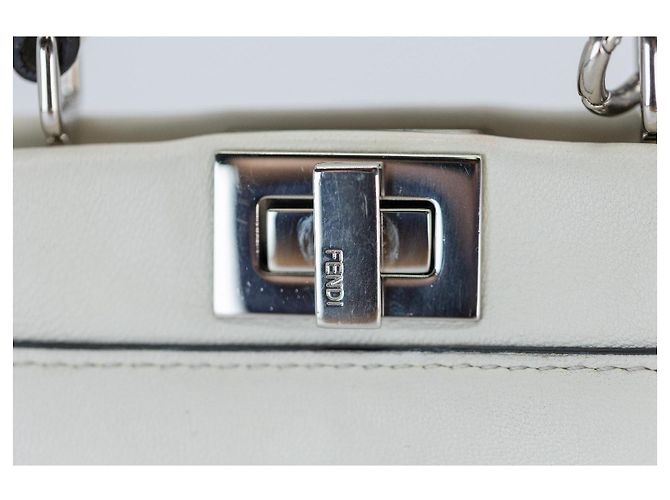 Fendi Peekaboo Micro – Pelle bianca – Hardware argentato – incl. tracolla & Dustbag - vista 9