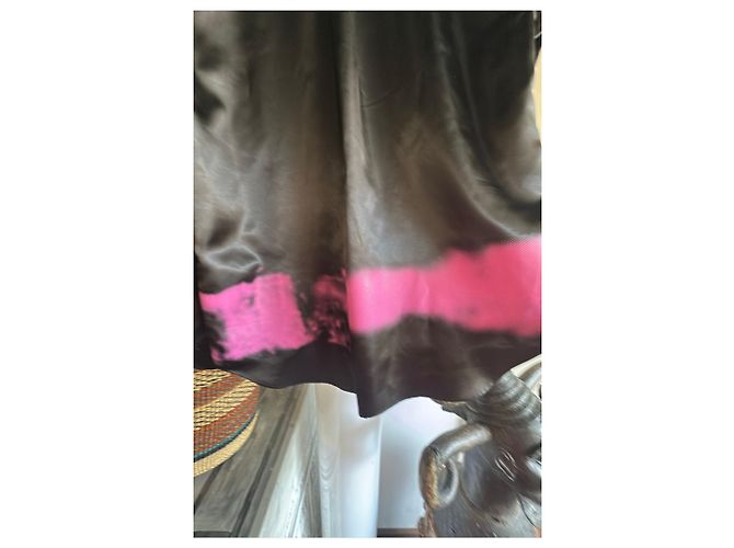 Comme Des Garcons Camicia in poliestere nera con stampa rosa - vista 10