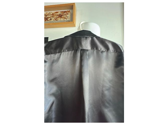 Comme Des Garcons Camicia in poliestere nera con stampa rosa - vista 11