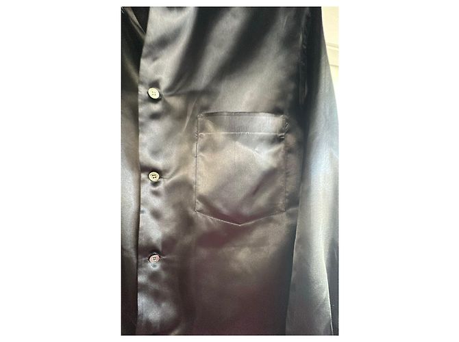Comme Des Garcons Camicia in poliestere nera con stampa rosa - vista 7