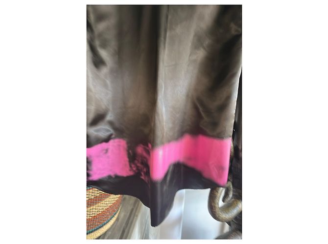 Comme Des Garcons Camicia in poliestere nera con stampa rosa - vista 9