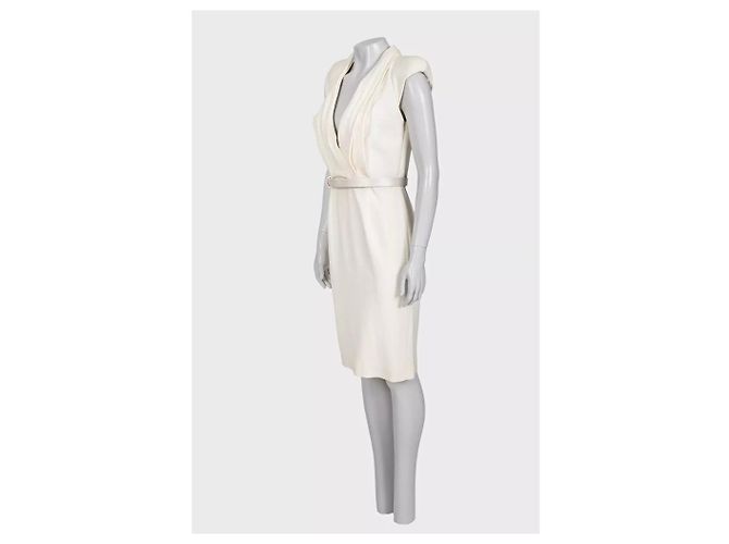 Alexander McQueen weißes figurbetontes Kleid mit V-Ausschnitt NWT gebraucht - Ansicht 2