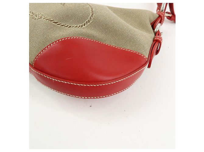 Bolsa de ombro e mala de mão em couro jacquard com logo PRADA Beige Red BR3429 - vista 12