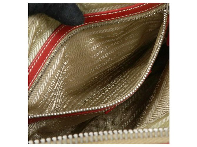 Bolsa de ombro e mala de mão em couro jacquard com logo PRADA Beige Red BR3429 - vista 21