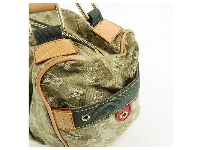 Borsa Boston Louis Vuitton Monogramouflage Lys Denim Leather Green M95771 - vista 11