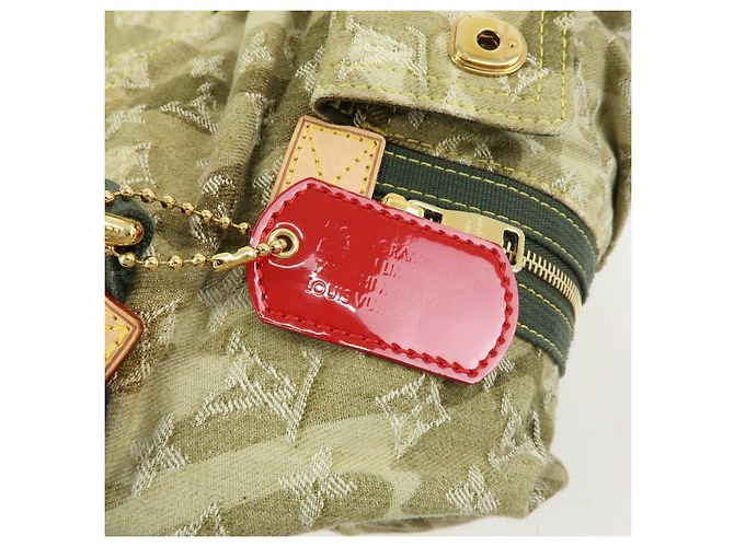 Borsa Boston Louis Vuitton Monogramouflage Lys Denim Leather Green M95771 - vista 15