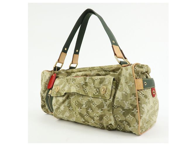 Borsa Boston Louis Vuitton Monogramouflage Lys Denim Leather Green M95771 - vista 3