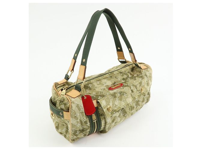 Borsa Boston Louis Vuitton Monogramouflage Lys Denim Leather Green M95771 - vista 4