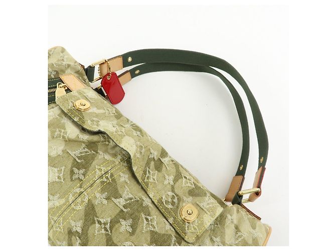 Borsa Boston Louis Vuitton Monogramouflage Lys Denim Leather Green M95771 - vista 6