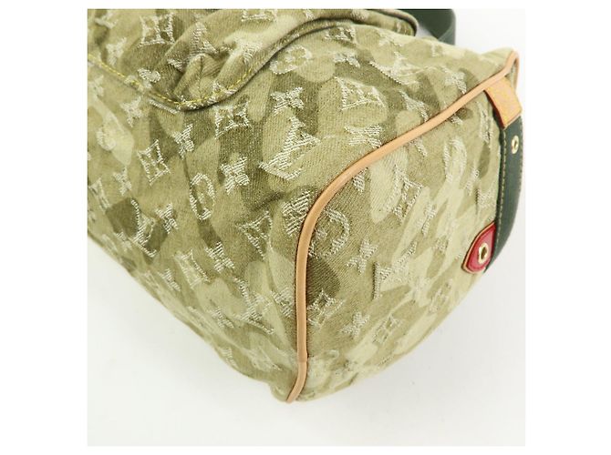 Borsa Boston Louis Vuitton Monogramouflage Lys Denim Leather Green M95771 - vista 9