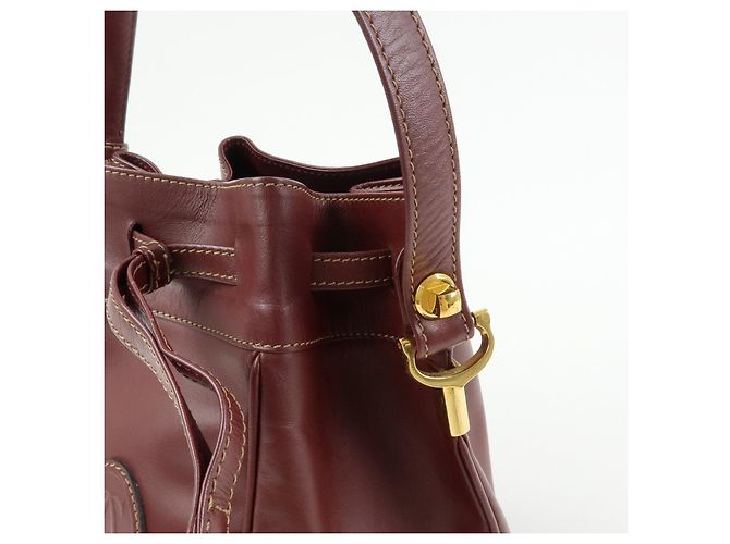 Borsa a tracolla e spalla Must de Cartier in pelle Bordeaux - vista 12