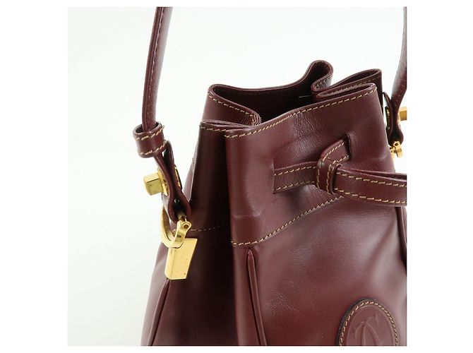 Borsa a tracolla e spalla Must de Cartier in pelle Bordeaux - vista 13