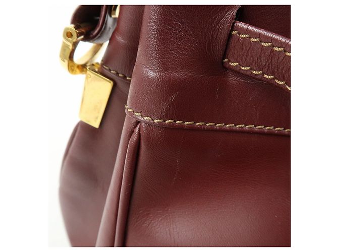 Borsa a tracolla e spalla Must de Cartier in pelle Bordeaux - vista 16
