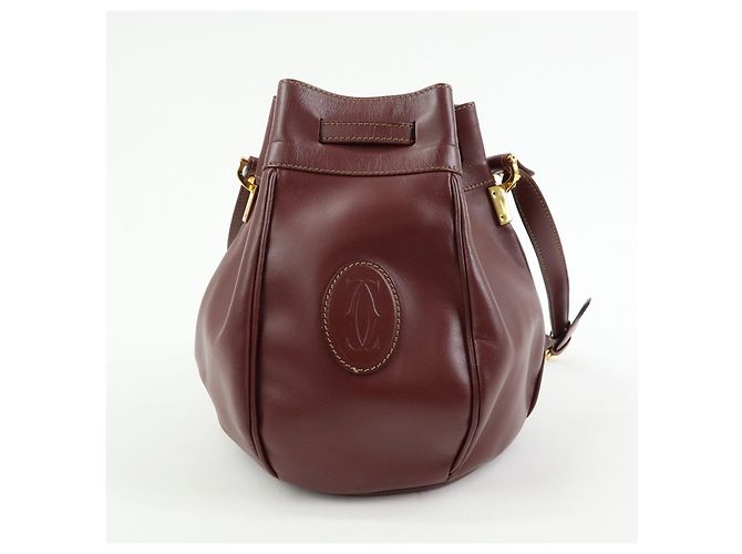 Borsa a tracolla e spalla Must de Cartier in pelle Bordeaux - vista 2