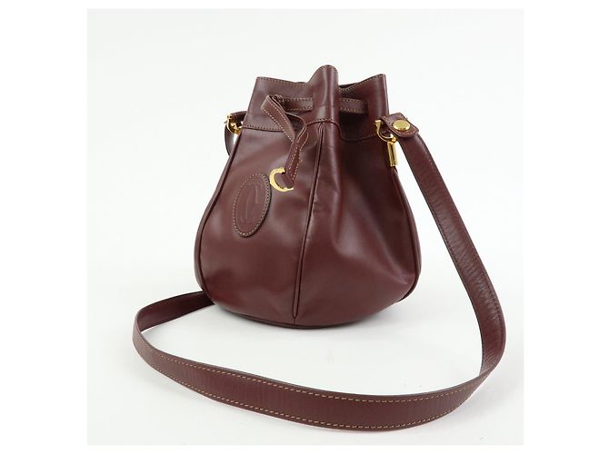 Borsa a tracolla e spalla Must de Cartier in pelle Bordeaux - vista 3