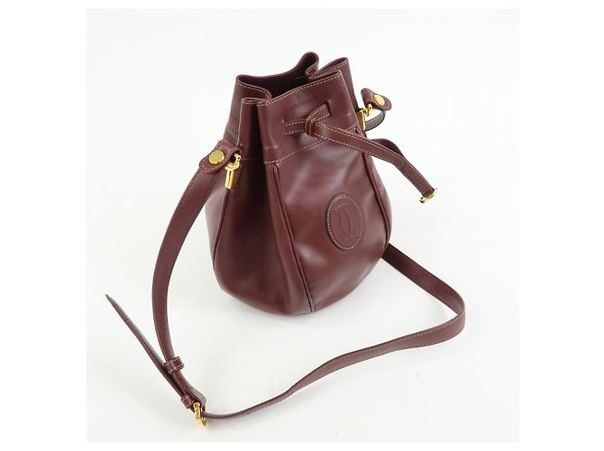 Borsa a tracolla e spalla Must de Cartier in pelle Bordeaux - vista 4