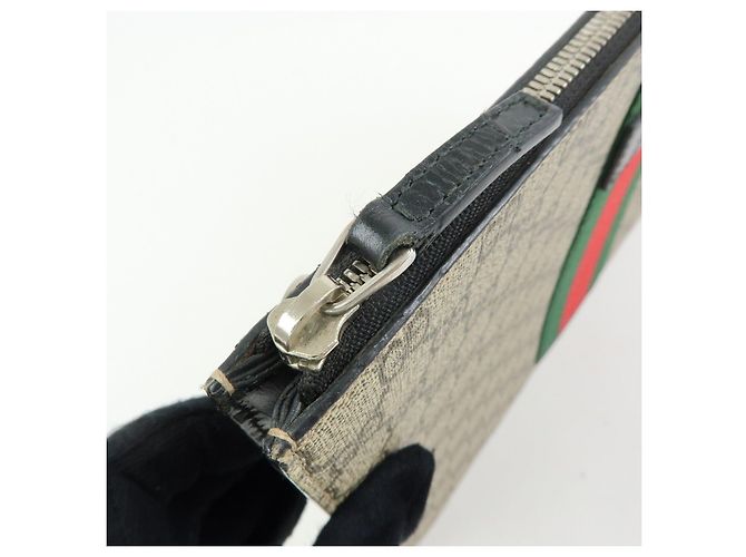 GUCCI Sherry GG Supreme Leather Clutch Bag Flat Pouch Beige 433665 - vista 13