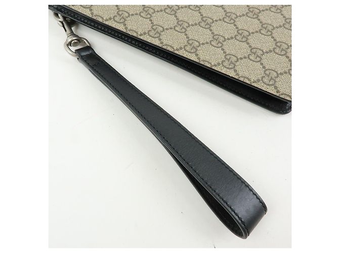 GUCCI Sherry GG Supreme Leather Clutch Bag Flat Pouch Beige 433665 - vista 14
