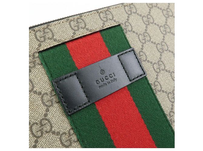 GUCCI Sherry GG Supreme Leather Clutch Bag Flat Pouch Beige 433665 - vista 15