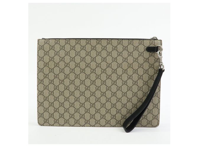 GUCCI Sherry GG Supreme Leather Clutch Bag Flat Pouch Beige 433665 - vista 2