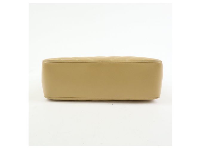 Borsa a tracolla con catena CHANEL Chevron COCO Mark in pelle d'agnello beige - vista 5
