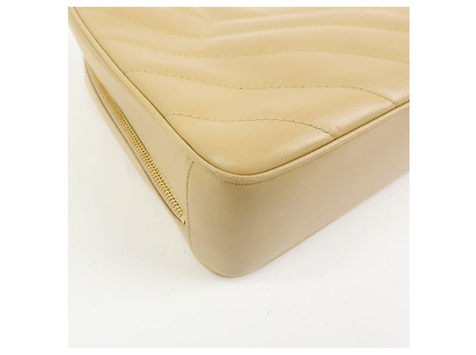 Borsa a tracolla con catena CHANEL Chevron COCO Mark in pelle d'agnello beige - vista 9