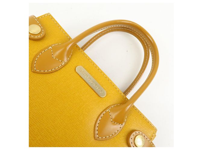 BURBERRY Mini borsa a mano in pelle Tote Bag Yellow - vista 6