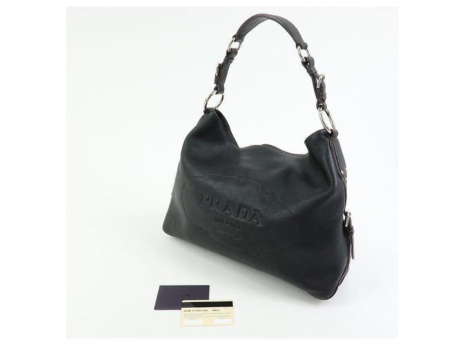 PRADA Schultertasche aus Leder Handtasche Schwarz BR3648 - Ansicht 23
