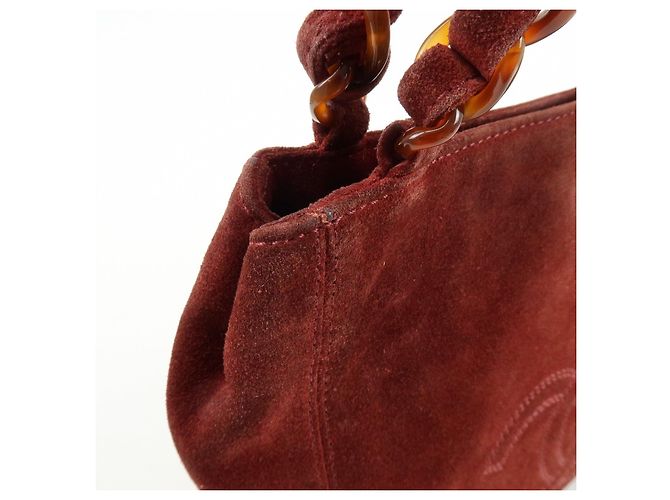 Borsa a mano e tote CHANEL COCO Mark in pelle scamosciata Bordeaux - vista 14