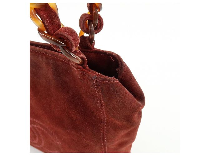 Borsa a mano e tote CHANEL COCO Mark in pelle scamosciata Bordeaux - vista 15