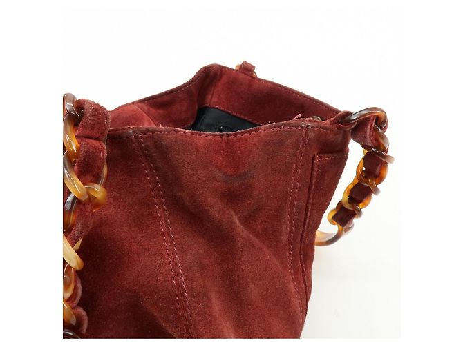 Borsa a mano e tote CHANEL COCO Mark in pelle scamosciata Bordeaux - vista 16