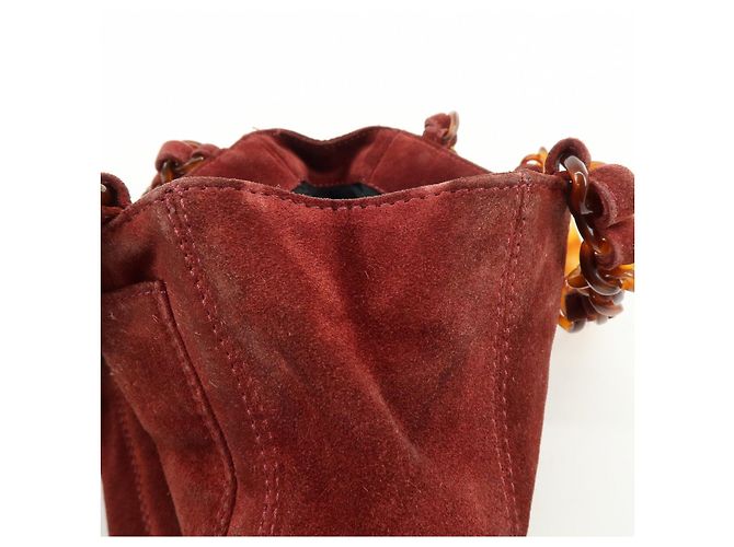 Borsa a mano e tote CHANEL COCO Mark in pelle scamosciata Bordeaux - vista 17