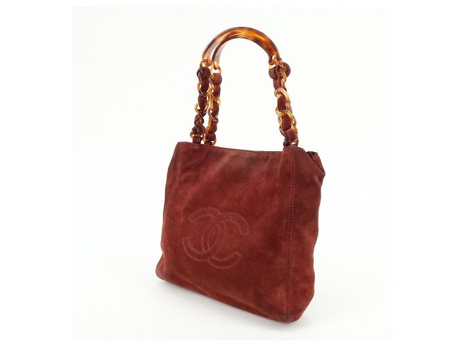 Borsa a mano e tote CHANEL COCO Mark in pelle scamosciata Bordeaux - vista 3