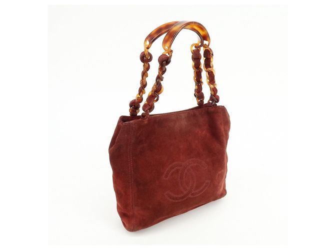 Borsa a mano e tote CHANEL COCO Mark in pelle scamosciata Bordeaux - vista 4
