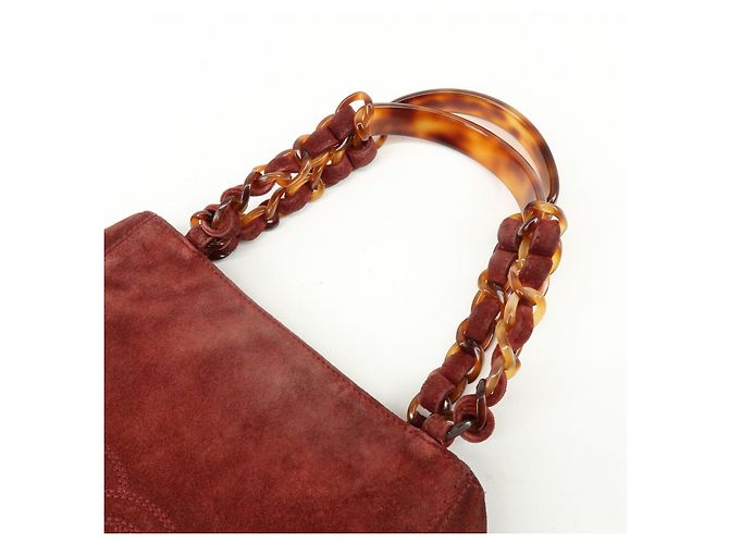 Borsa a mano e tote CHANEL COCO Mark in pelle scamosciata Bordeaux - vista 7