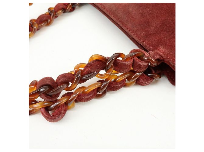 Borsa a mano e tote CHANEL COCO Mark in pelle scamosciata Bordeaux - vista 9