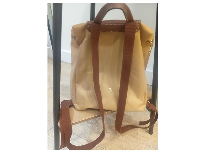 Sac à dos Longchamp Le Pliage Nylon Cuir Beige - vue 10