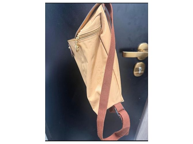 Sac à dos Longchamp Le Pliage Nylon Cuir Beige - vue 6
