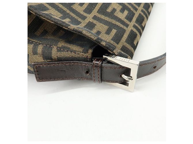 FENDI Zucca Mamma Baguette Borsa a tracolla in tela e pelle Marrone 26325 - vista 11