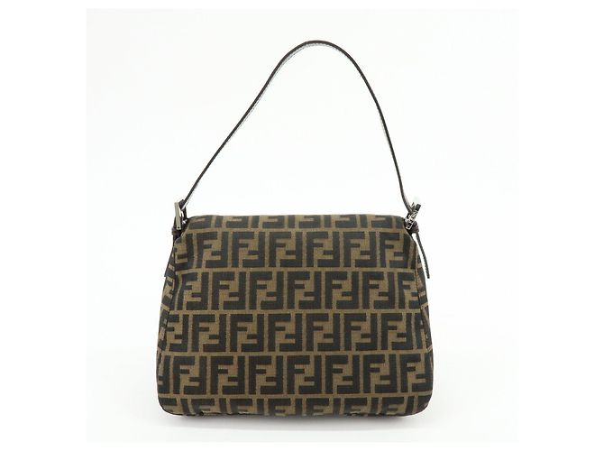 FENDI Zucca Mamma Baguette Borsa a tracolla in tela e pelle Marrone 26325 - vista 2