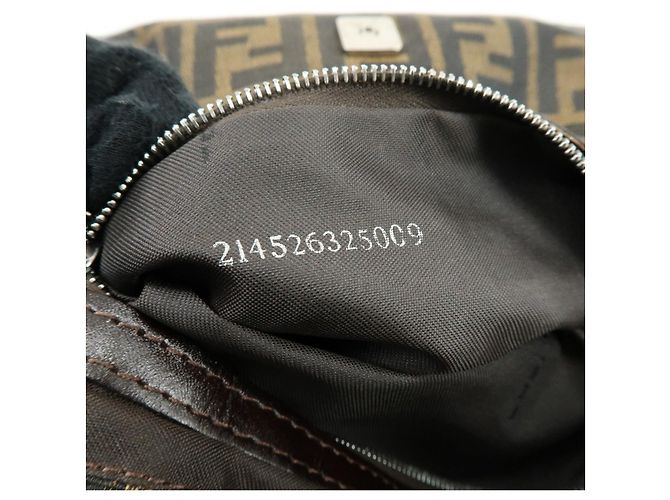 FENDI Zucca Mamma Baguette Borsa a tracolla in tela e pelle Marrone 26325 - vista 24