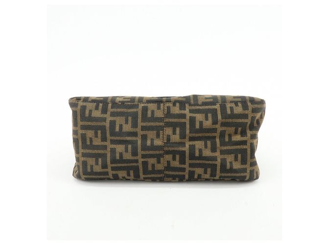 FENDI Zucca Mamma Baguette Borsa a tracolla in tela e pelle Marrone 26325 - vista 5