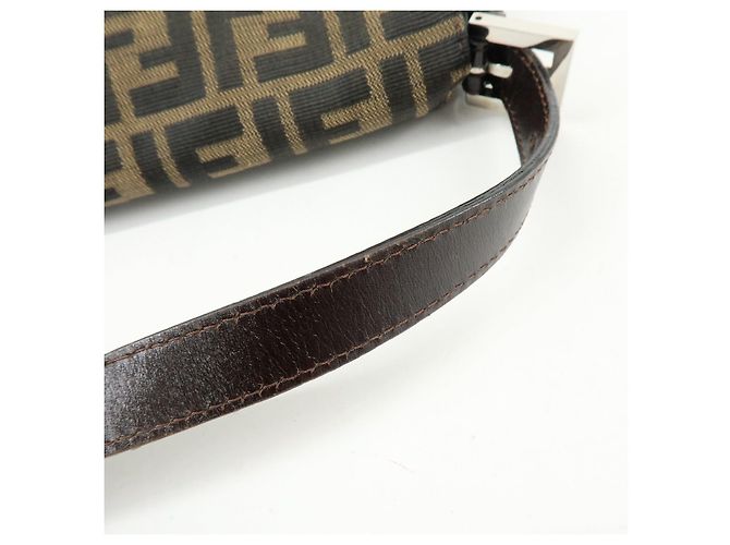 FENDI Zucca Mamma Baguette Borsa a tracolla in tela e pelle Marrone 26325 - vista 7