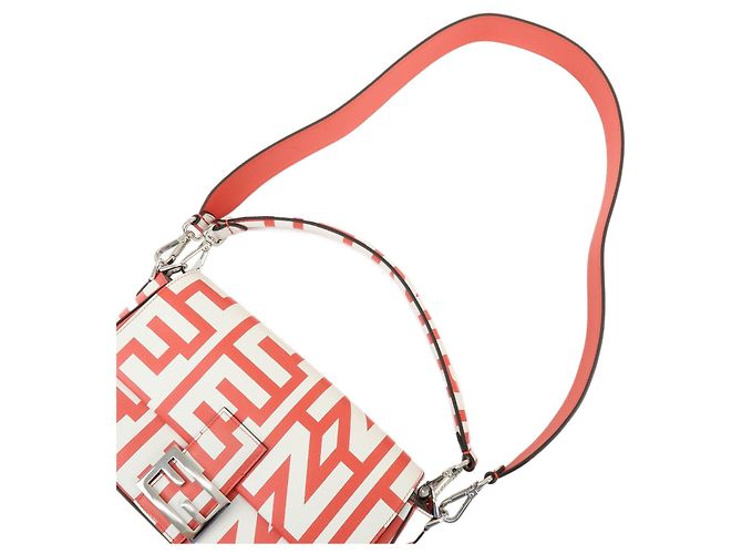 FENDIxMarc Jacobs Mamma Baguette Borsa a tracolla in pelle Rosso Bianco 8BR600 - vista 4
